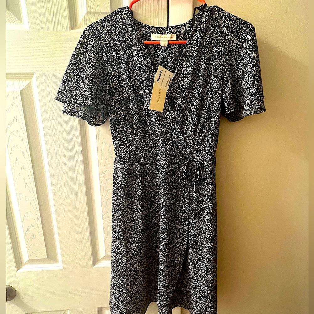NWT Size S Monteau Los Angeles black sunflower dress